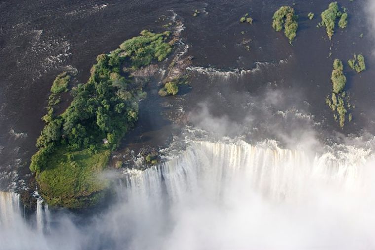 Victoria watervallen vanuit de lucht Livingstone Zambia