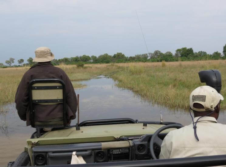 Game drive in Kwando concessie Okavango Delta Botswana