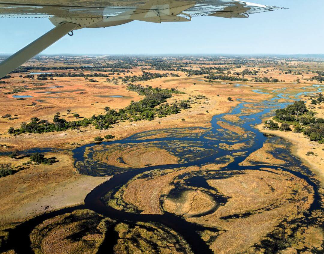 Rondvlucht boven Okavano Delta, Botswana