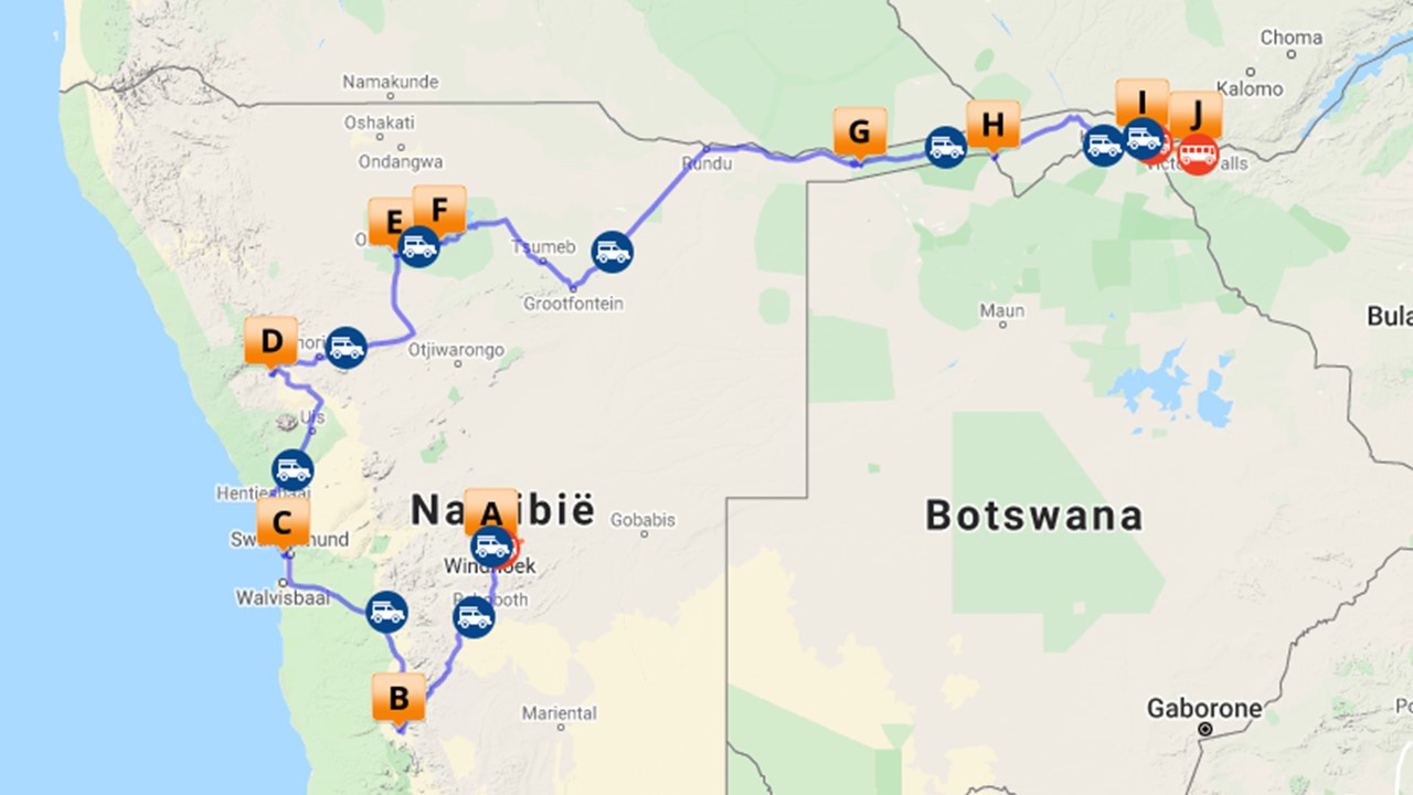 Selfdrive van Windhoek naar Victoria Falls - 21 dagen