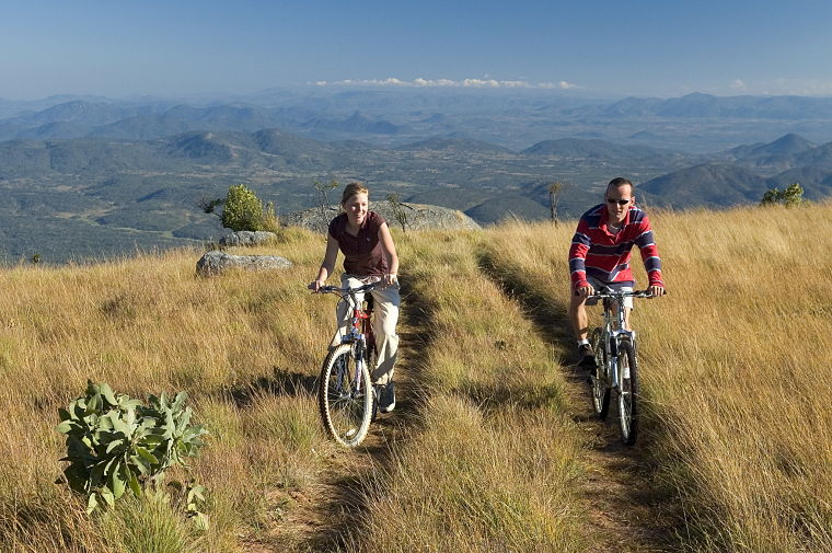 Mountain biken in Nyika Plateau National Park Malawi