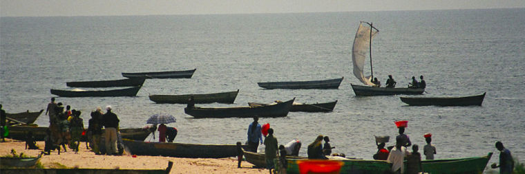 Lokale vissers op Lake Mweru Zambia