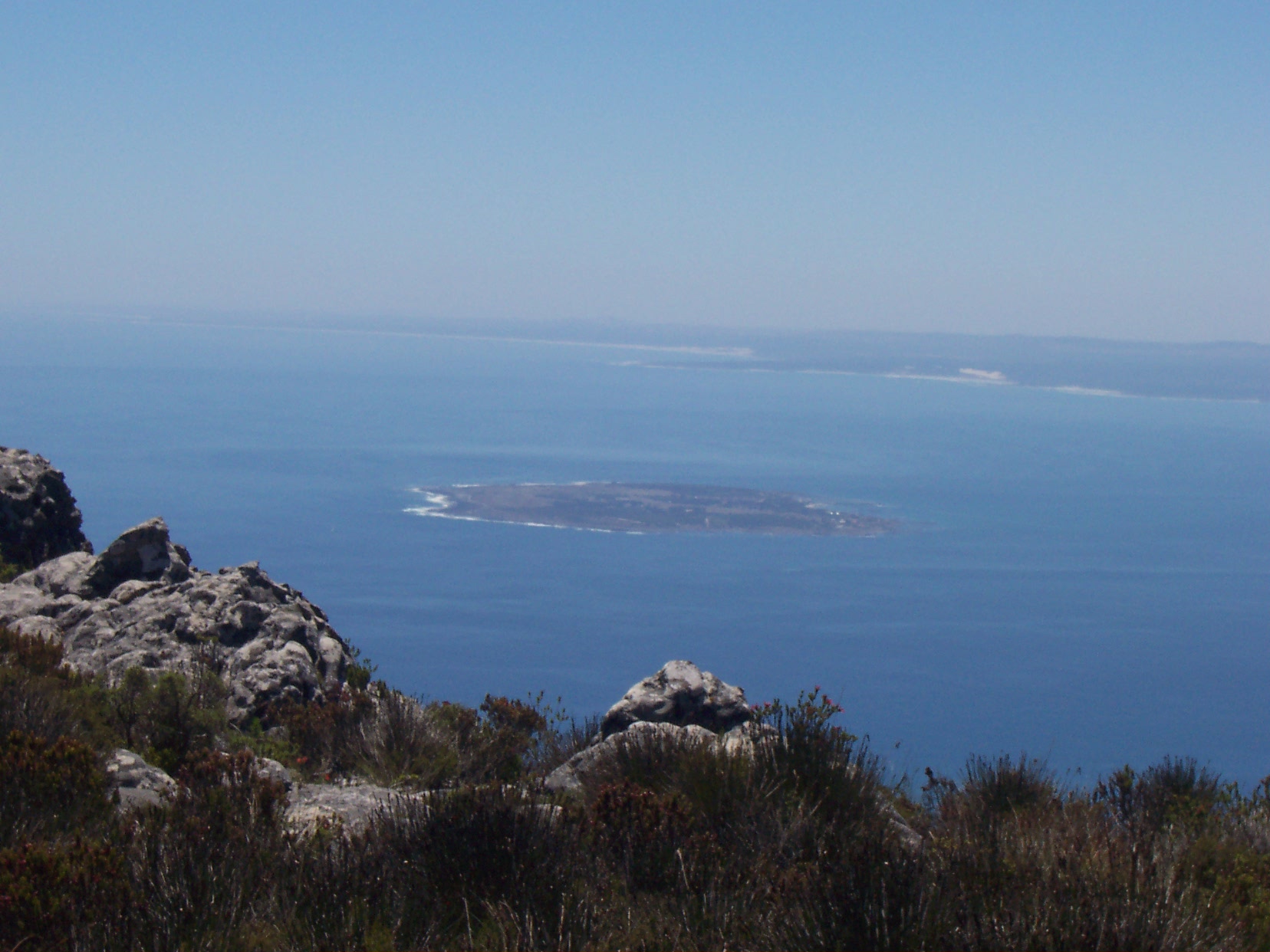 Robben Island vanaf de Tafelberg Zuid-Afrika